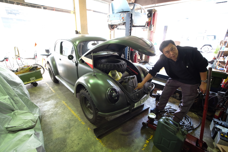 Here’s Victor pointing out some stock under-hood components like the original 20-liter gas can: Photo: Michael Tracy